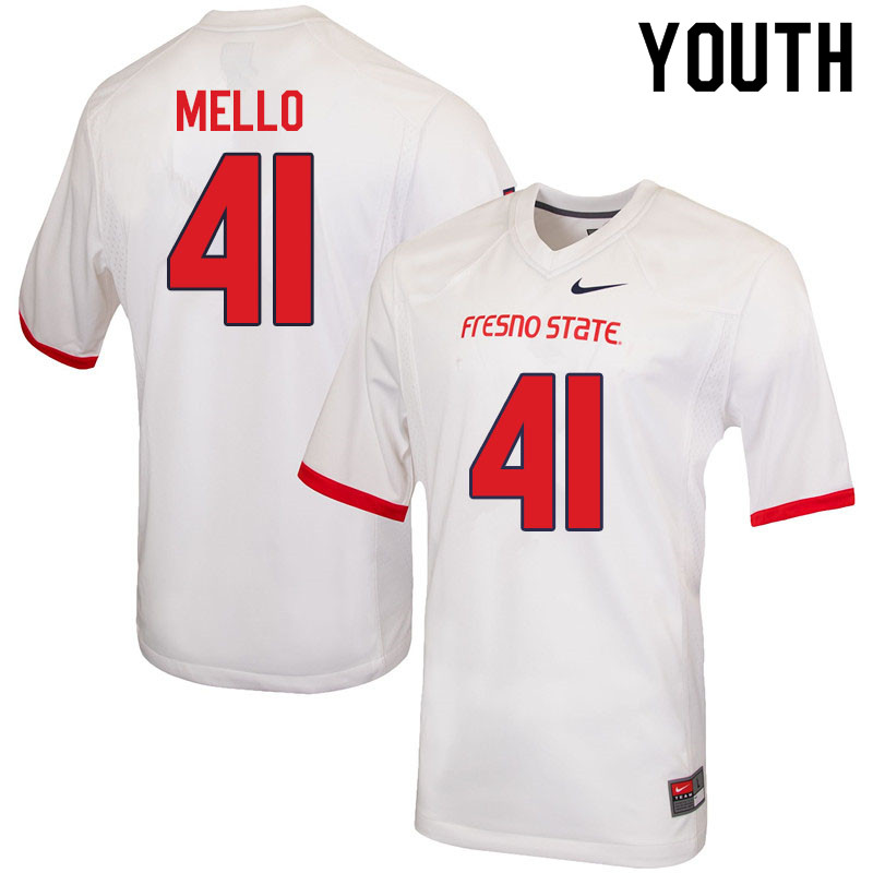 Youth #41 Tyler Mello Fresno State Bulldogs College Football Jerseys Sale-White - Click Image to Close